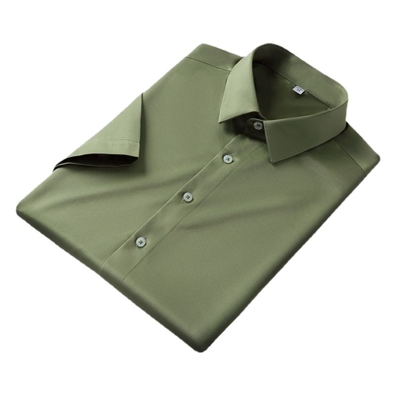 QIDEN Men's Short Sleeve Slim Fit No Iron Polyester... D2128-2 46 - Image 1