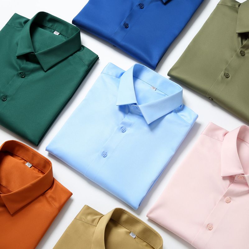 QIDEN Men's Short Sleeve Slim Fit No Iron Polyester... D2128-2 46 - Image 2