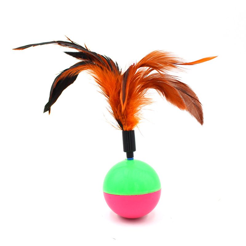 Pet Toy Tumbler Feather Plastic Meng Qigong Tumbler feather: color random - Image 1