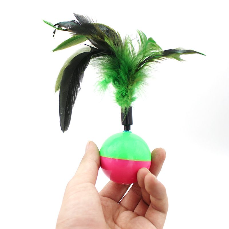Pet Toy Tumbler Feather Plastic Meng Qigong Tumbler feather: color random - Image 2