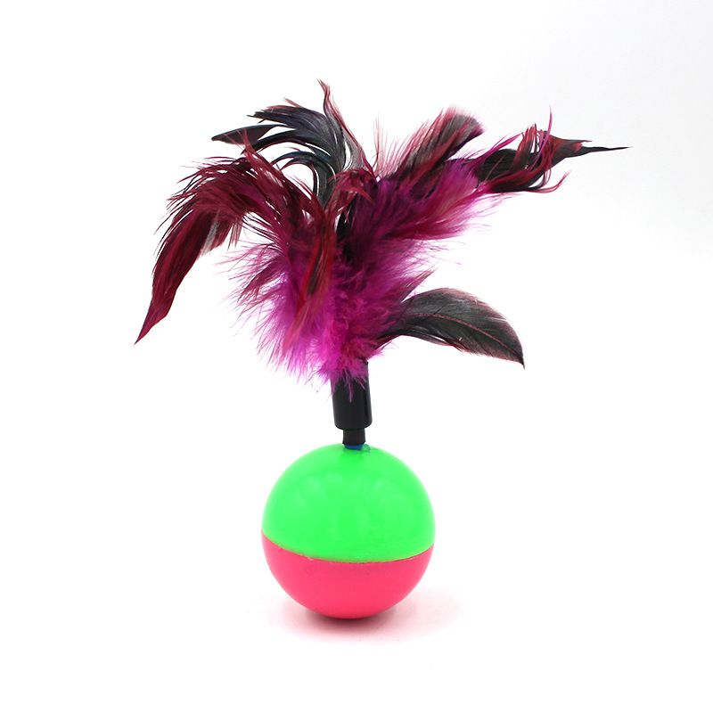 Pet Toy Tumbler Feather Plastic Meng Qigong Tumbler feather: color random - Image 3