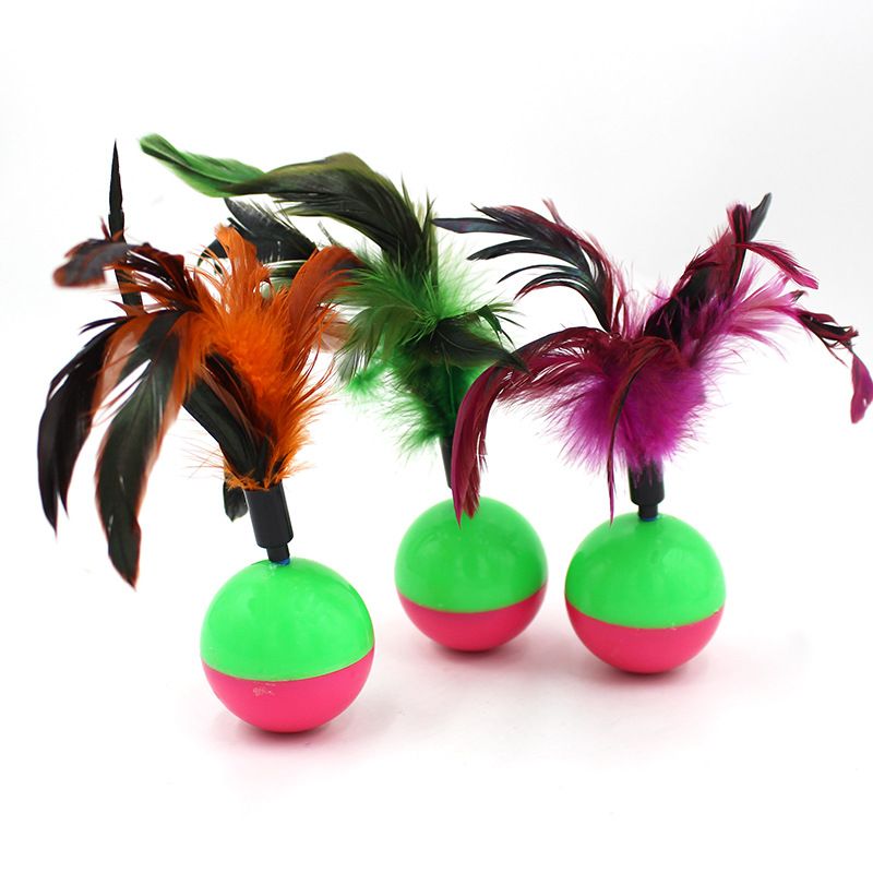 Pet Toy Tumbler Feather Plastic Meng Qigong Tumbler feather: color random - Image 4