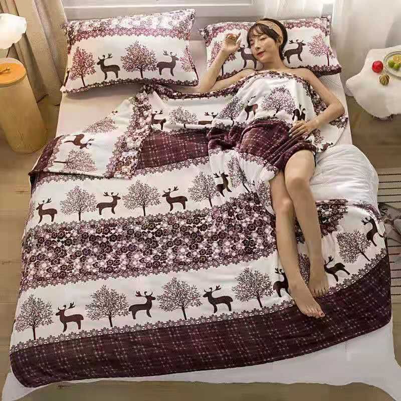 Flannel Blanket Polyester Geometric 120x200cm Forest Deer 180*200cm about 1.2kg - Image 1