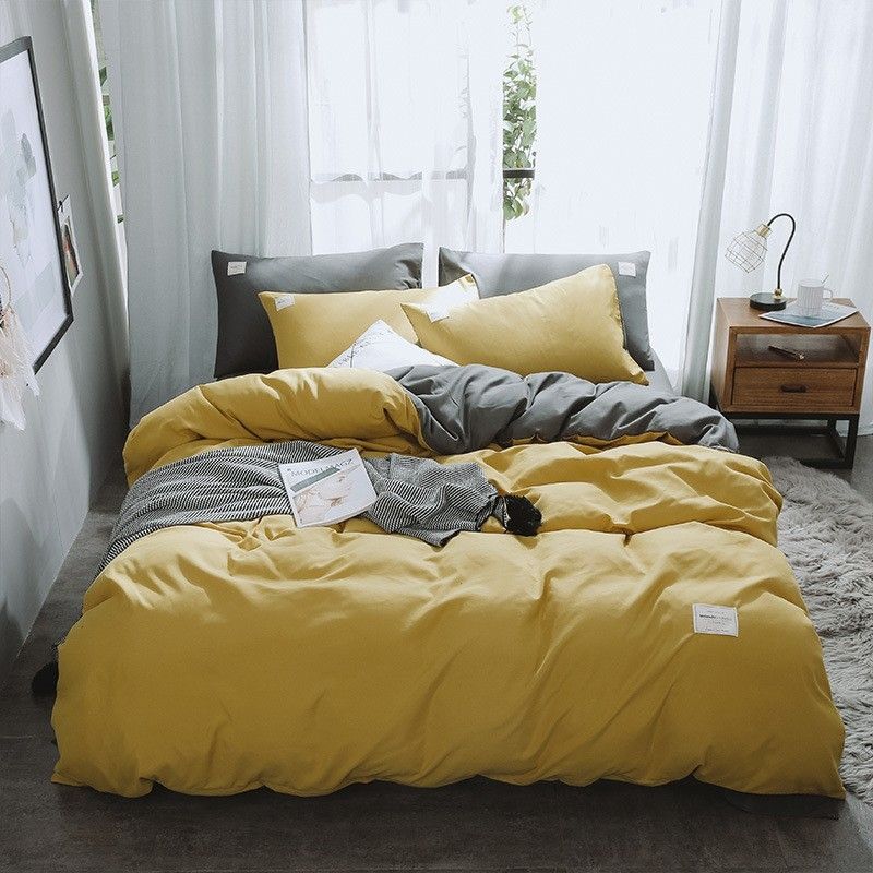 Qianjin Cotton Solid Color 4 Piece Bedding Set Azure 0.9/1.2 m bed student three-piece quilt cover 150*200cm sheet 160*230cm pillowcase 48*74*1 - Image 3