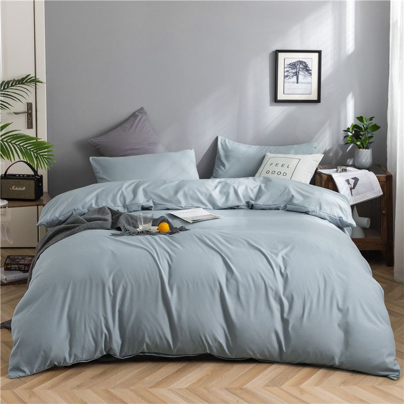 Qianjin Cotton Solid Color 4 Piece Bedding Set Azure 1.5 m bed [bed sheet set] quilt cover 150*200cm bed sheet 180*230cm pillowcase 48*74*2 - Image 1