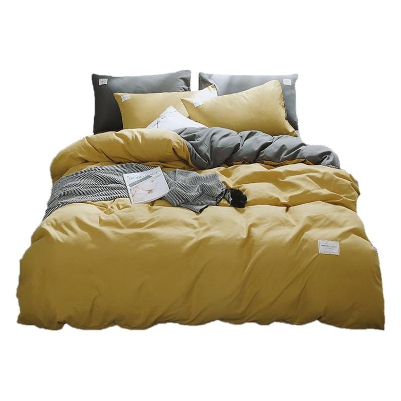 Qianjin Cotton Solid Color 4 Piece Bedding Set Azure 1.5 m bed [bed sheet set] quilt cover 150*200cm bed sheet 180*230cm pillowcase 48*74*2 - Image 2