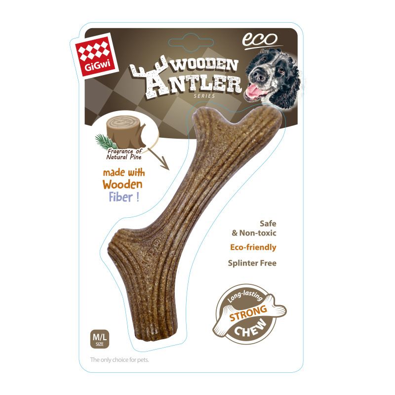 Gigwi Dog Chew Toy Wood Antler Bite Resistant Trumpet - Image 3