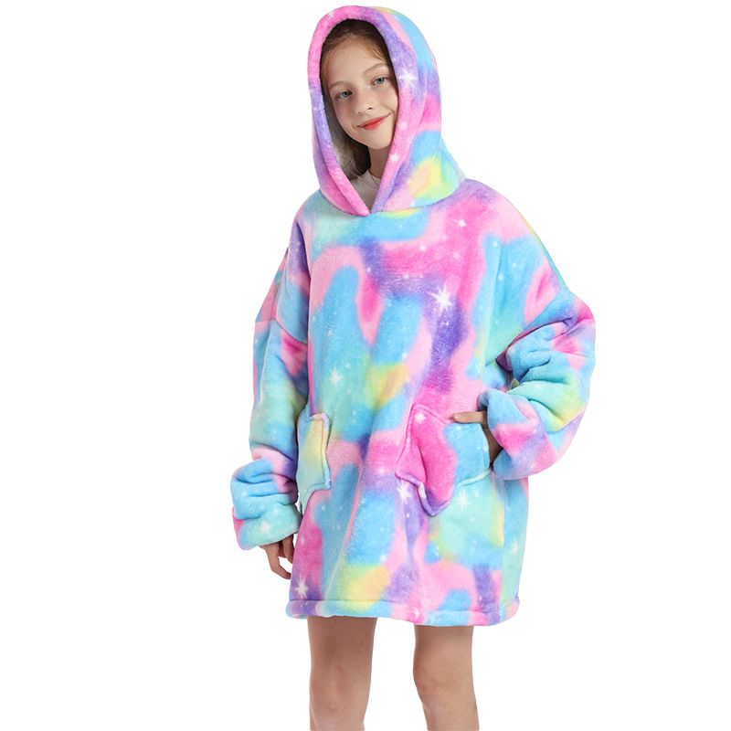 Childrens Cartoon Flannel Hooded Blanket Polyester Children's cold clothing color gold All yards - Image 5
