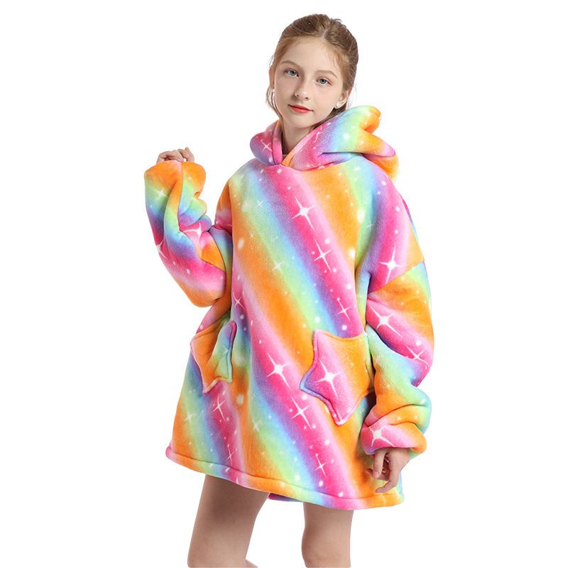 Childrens Cartoon Flannel Hooded Blanket Polyester Children's cold clothing deer All yards - Image 6