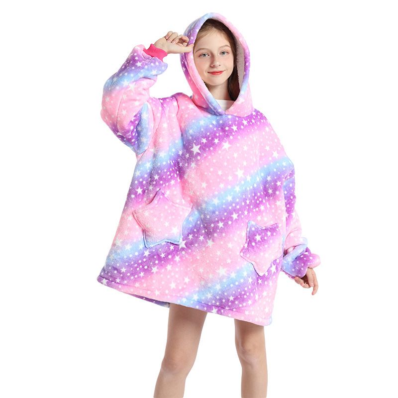 Childrens Cartoon Flannel Hooded Blanket Polyester Children's cold clothing panda All yards - Image 7