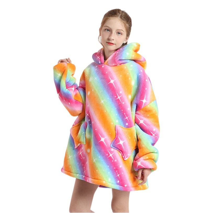 Childrens Cartoon Flannel Hooded Blanket Polyester Children's Winter Clothing Moon Pony All yards - Image 2