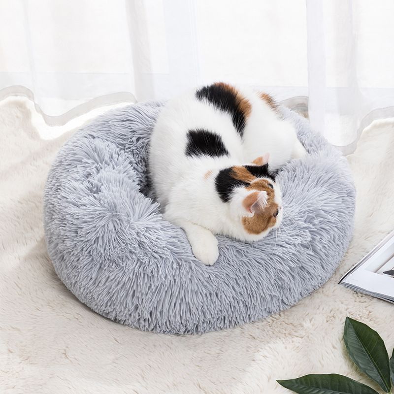Qianxun pets Round Plush Pet Bed 40 cm Dark gray Diameter 70 cm - Image 3