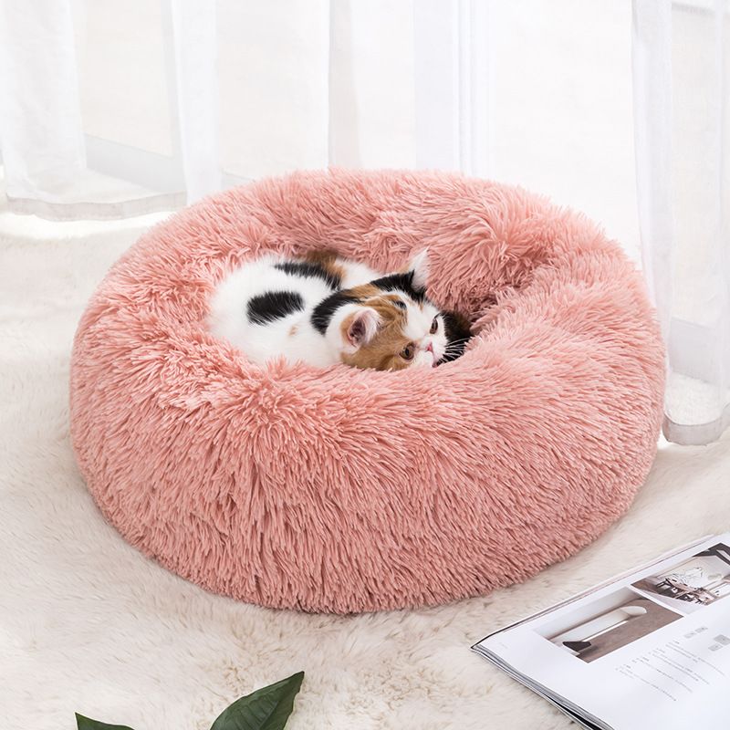 Qianxun pets Round Plush Pet Bed 40 cm Light gray Diameter 70 cm - Image 2