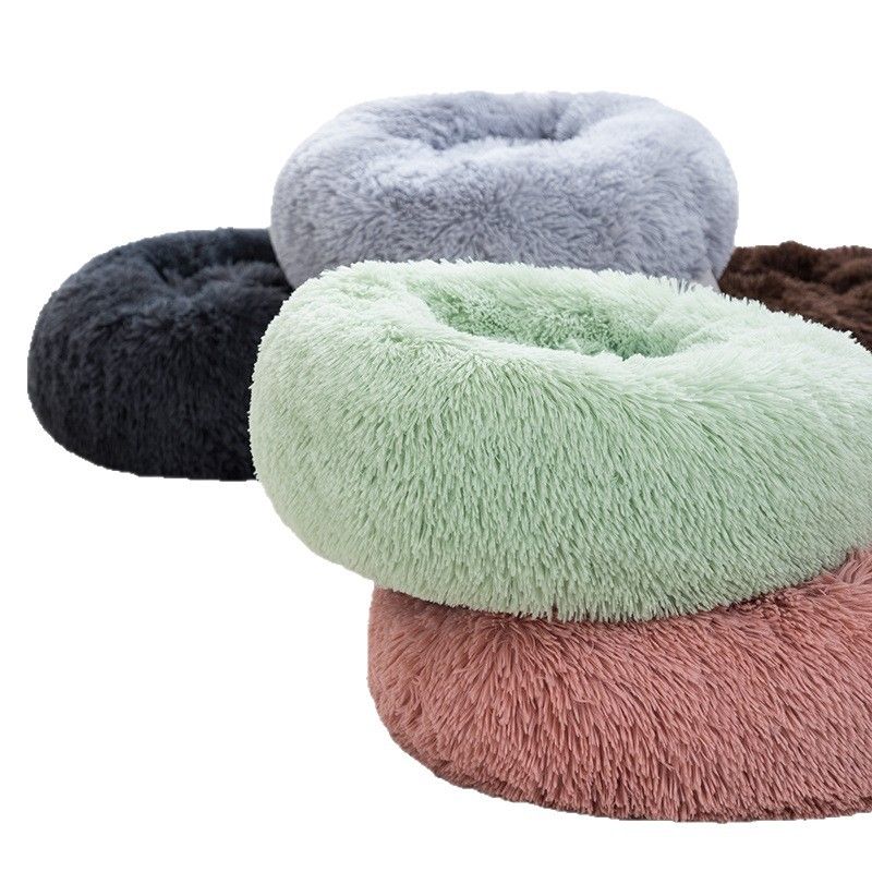 Qianxun pets Round Plush Pet Bed 40 cm Light gray Diameter 70 cm - Image 4