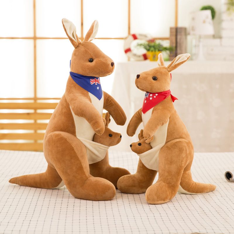 Jue Bei Kangaroo Plush Toy 35cm Dark Brown Blue Scarf 45cm - Image 5