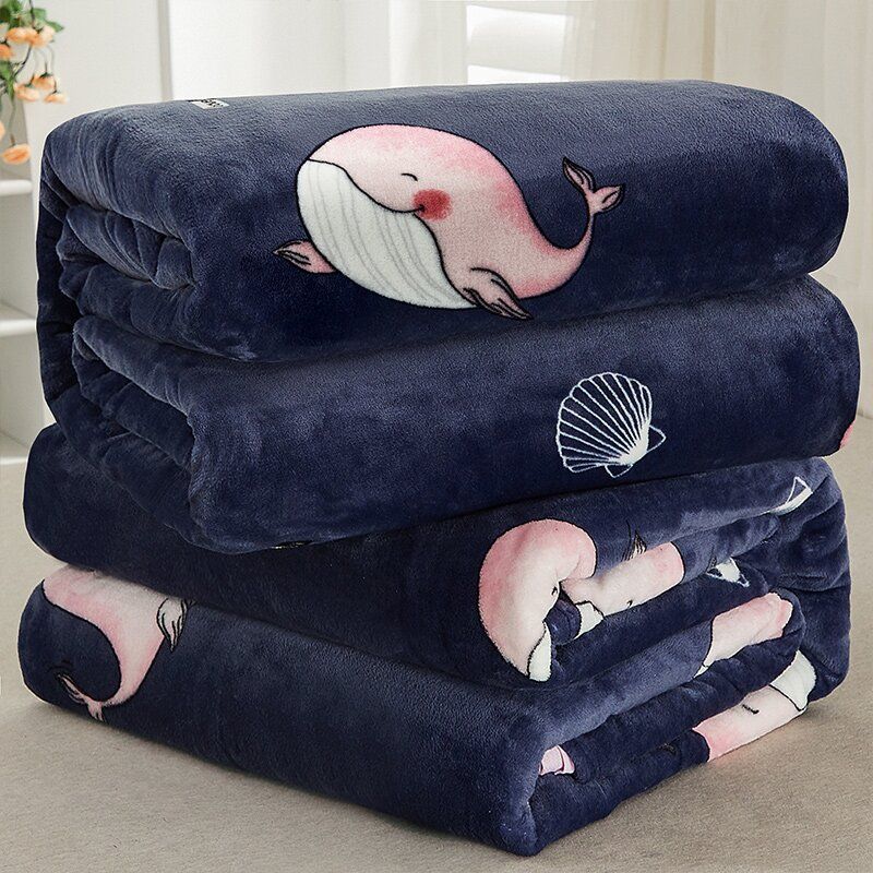 Flannel Blanket Polyester Geometric 120x200cm Little Whale 180*200cm about 1.2kg - Image 1