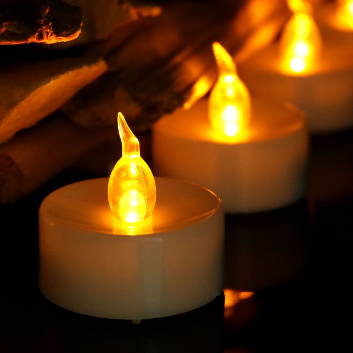 LED Electronic Candle 12 Pack Remote Control Always Bright Yellow light-pointed - Image 1