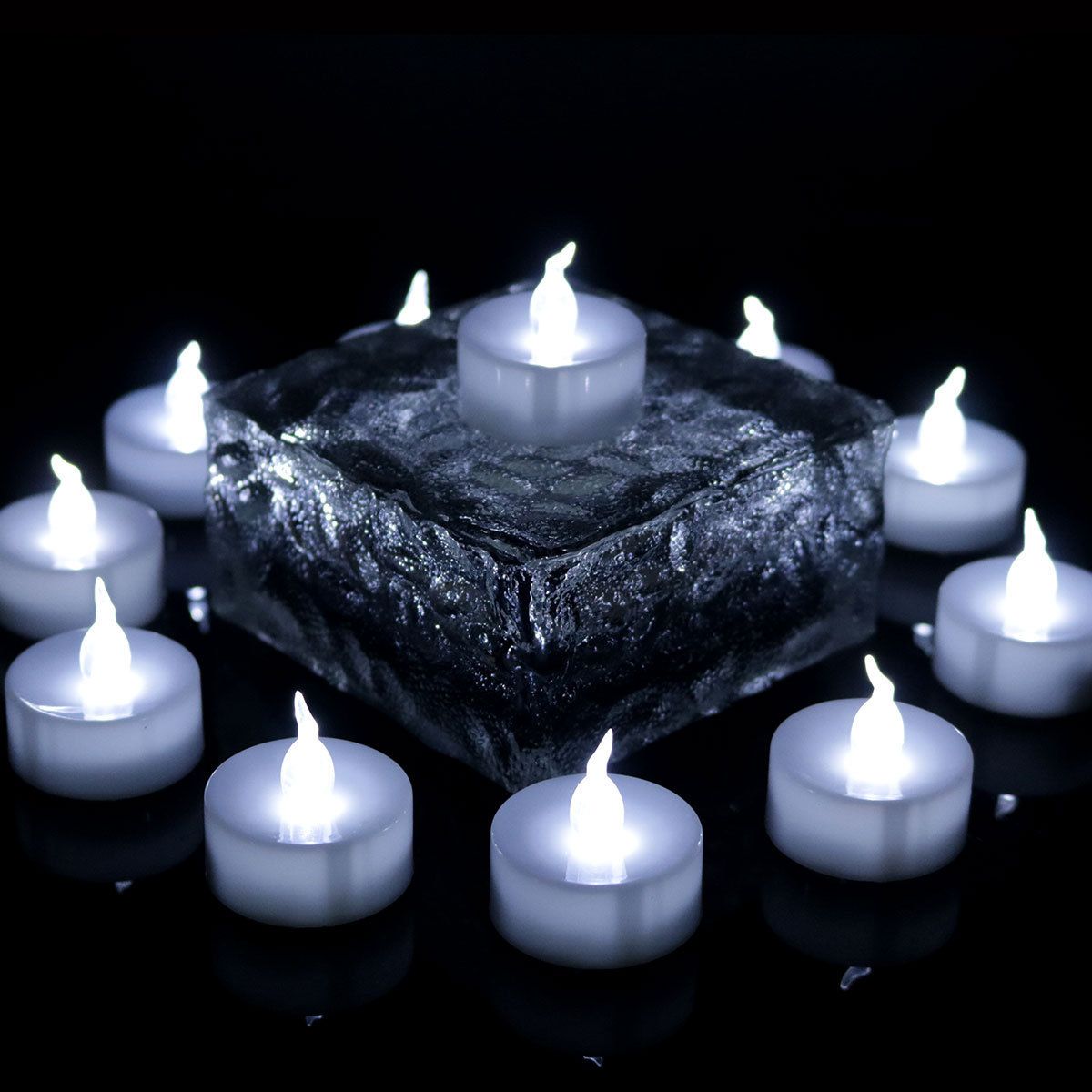 LED Electronic Candle 12 Pack Remote Control 2-key remote control Cold white light-pointed - Image 1