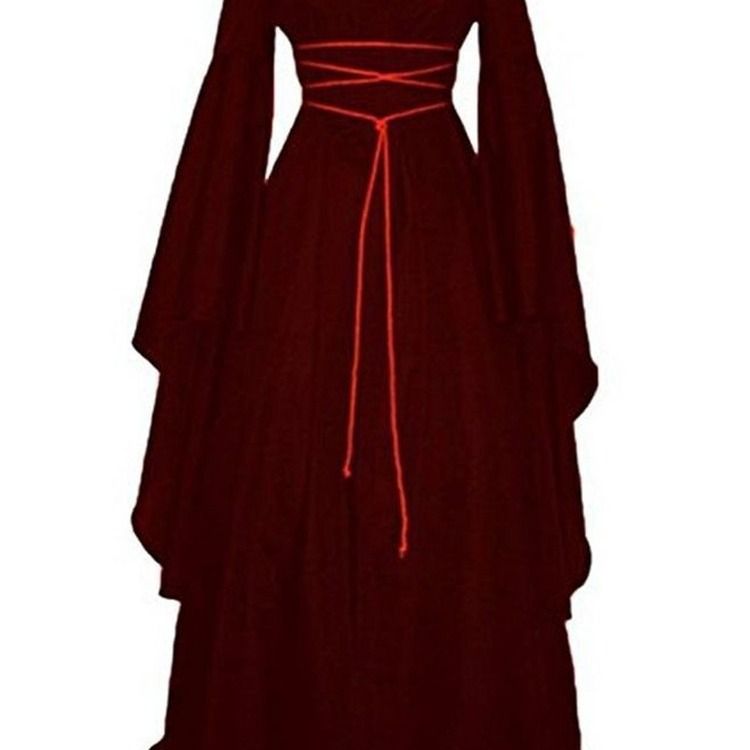 Witch Costume Retro Medieval Stage Performance Silly Ni Burgundy 5XL - Image 2