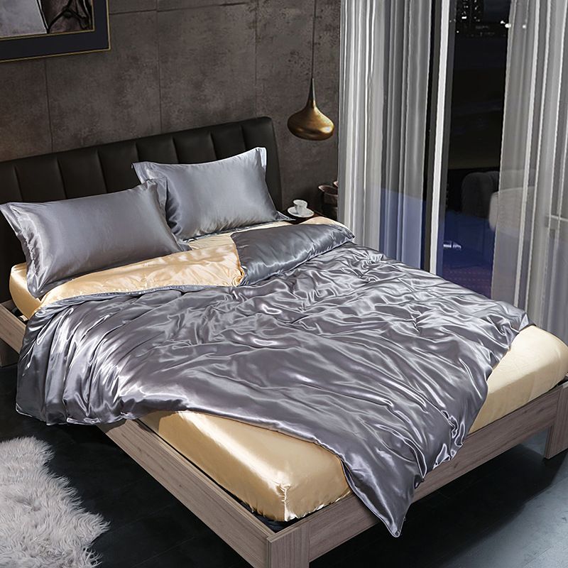 Shurui Silk Four Piece Set 150x200cm 1.8 m bed hat [quilt cover 200x 230cm]] - Image 1