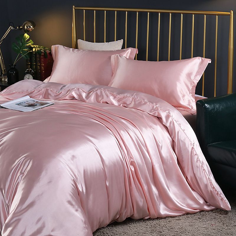 Shurui Silk Four Piece Set 150x200cm 1.2 m bed hat four-piece set [quilt cover 150x 200cm] - Image 1