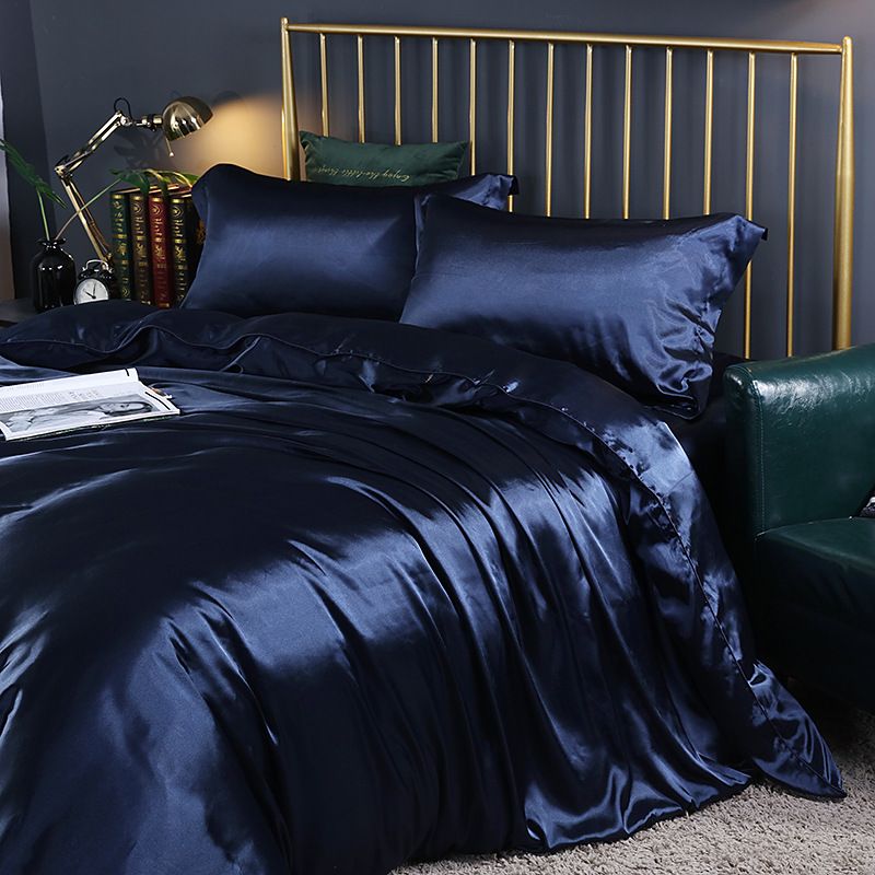 Shurui Silk Four Piece Set 150x200cm 1.2 m bed hat four-piece set [quilt cover 150x 200cm] - Image 6