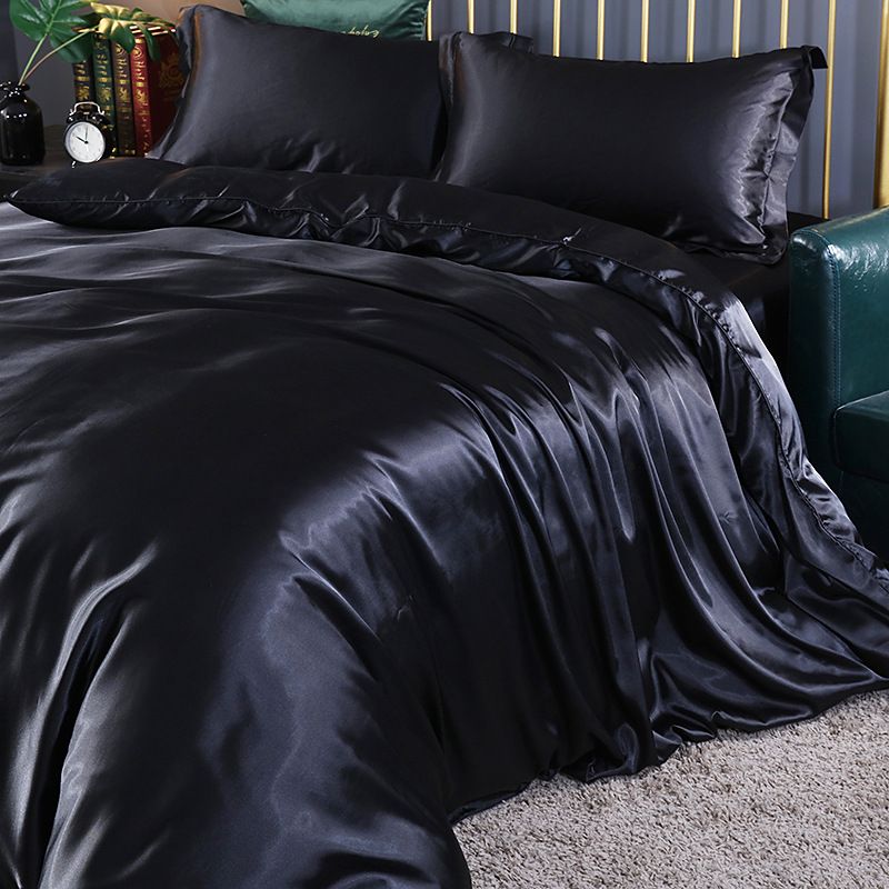Shurui Silk Four Piece Set 150x200cm 1.2 m bed hat four-piece set [quilt cover 150x 200cm] - Image 1