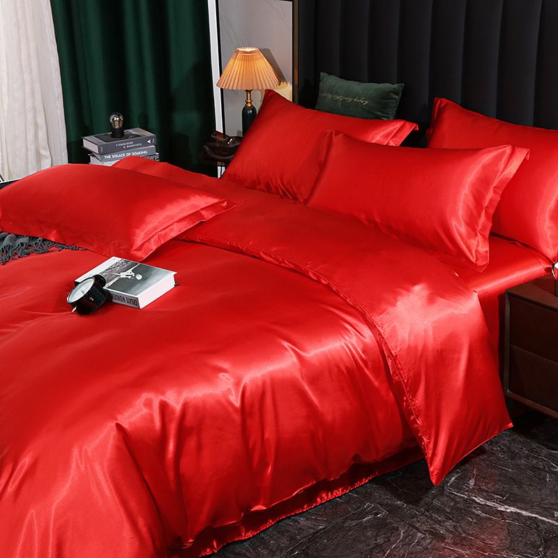 Shurui Silk Four Piece Set 150x200cm 1.5 m bed hat [quilt cover 200x 230cm] - Image 1