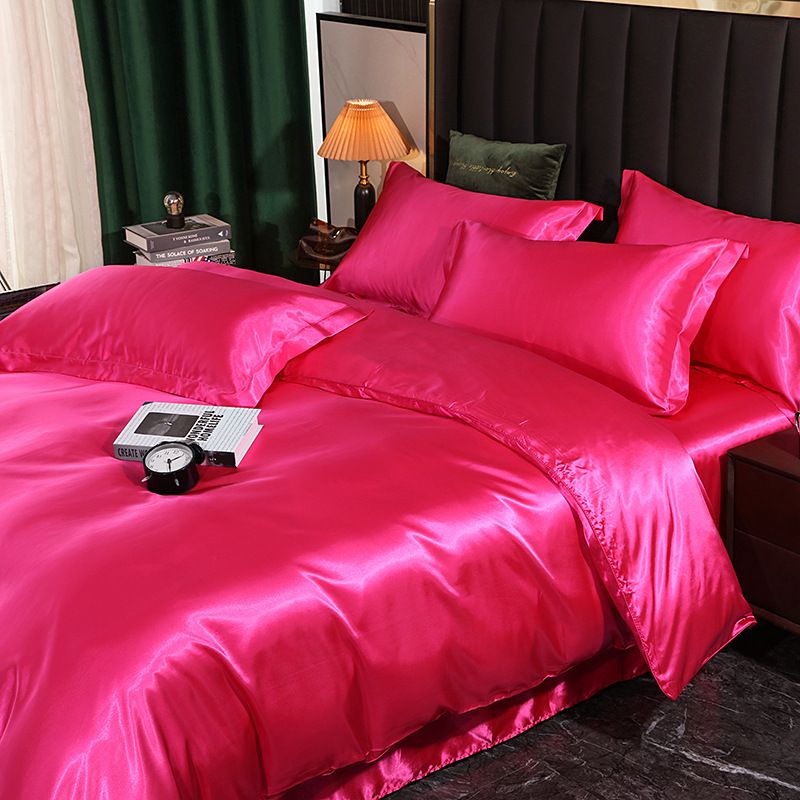 Shurui Silk Four Piece Set 150x200cm 1.5 m bed hat [quilt cover 200x 230cm] - Image 1