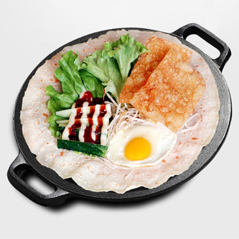 Cast Iron Pancake Pan 28cm Uncoated 37cm (send full set of tools + anti-scalding hemp rope) - Image 1