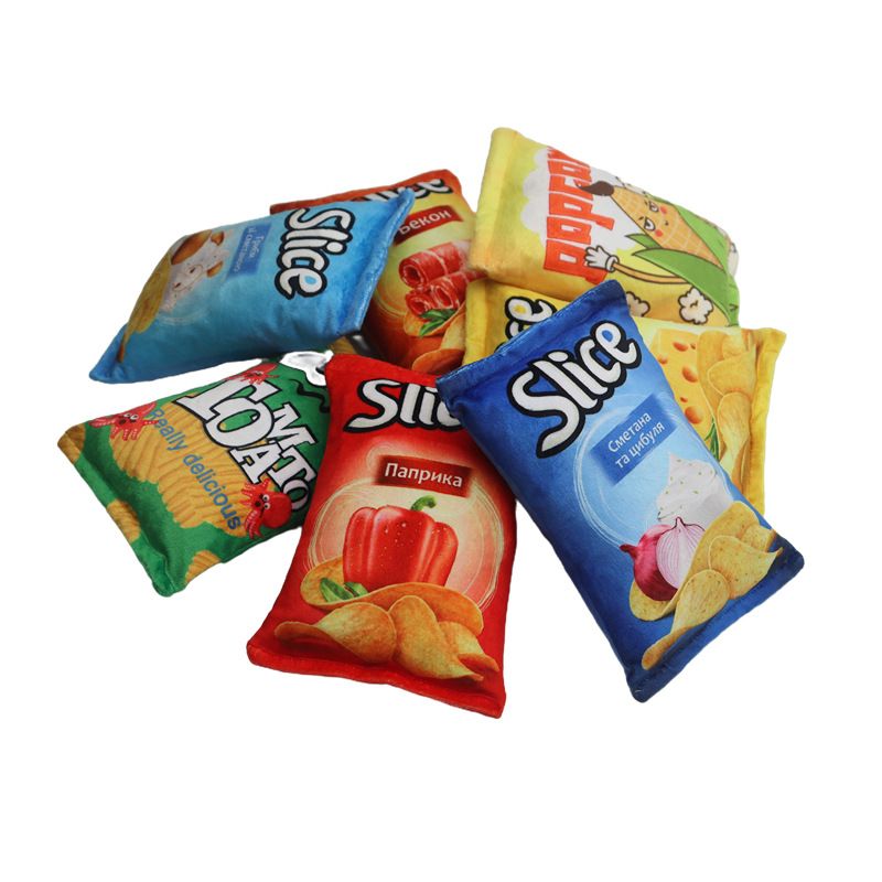 Plush Squeaky Pet Toy Potato Chips Jinda Toys Red barbecue flavor potato chips - Image 2