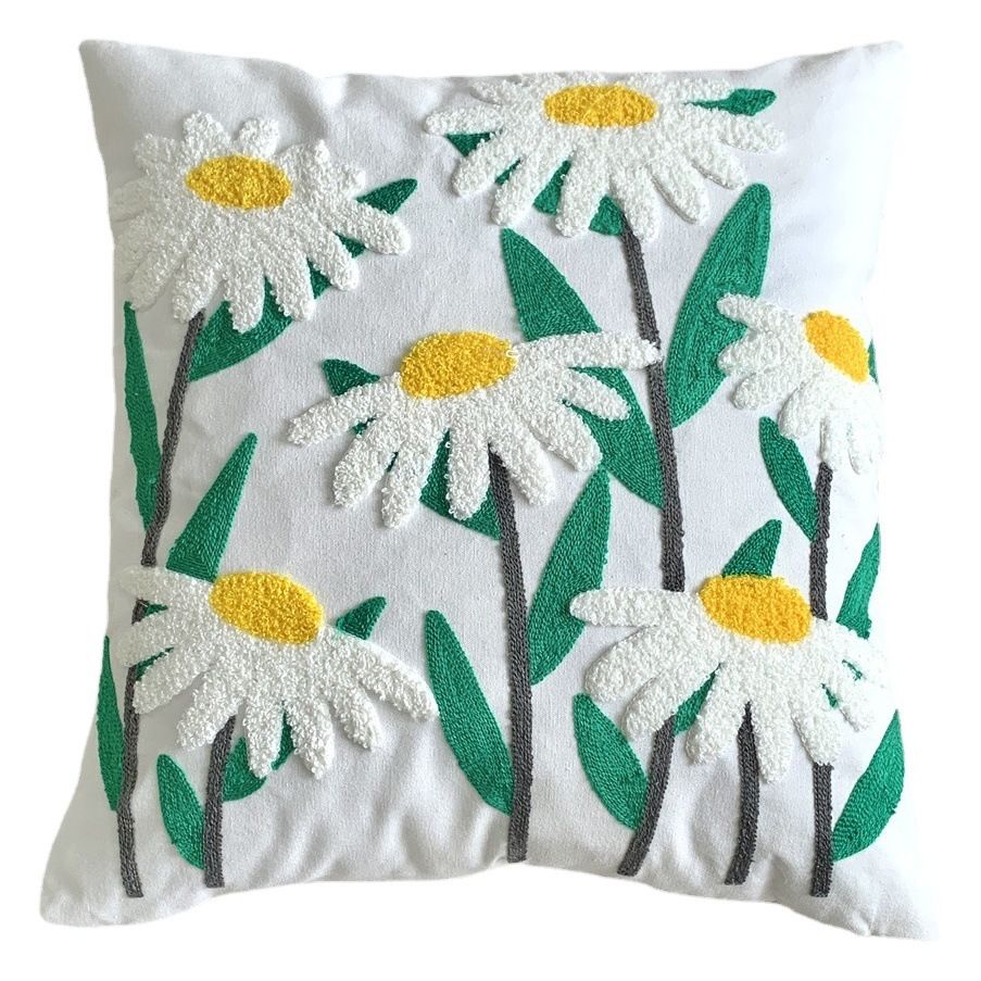 Faunus Cushion 45x45cm Cotton Linen Embroidery Cute Butterfly Flower 45*45 (excluding core) - Image 2
