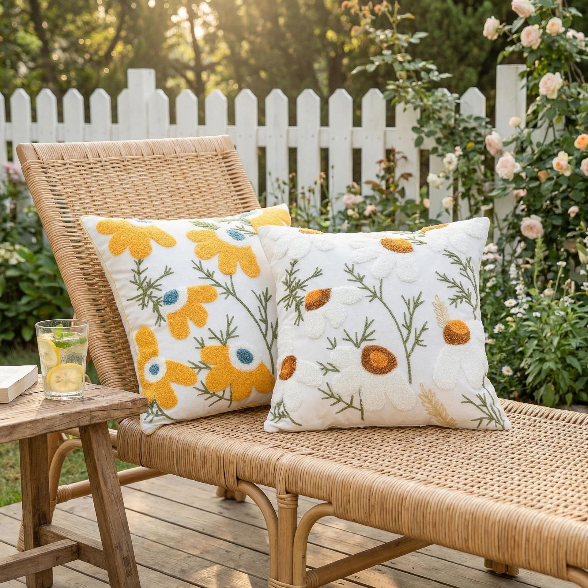 Faunus Cushion 45x45cm Cotton Linen Embroidery Cute Butterfly Flower 45*45 (excluding core) - Image 4
