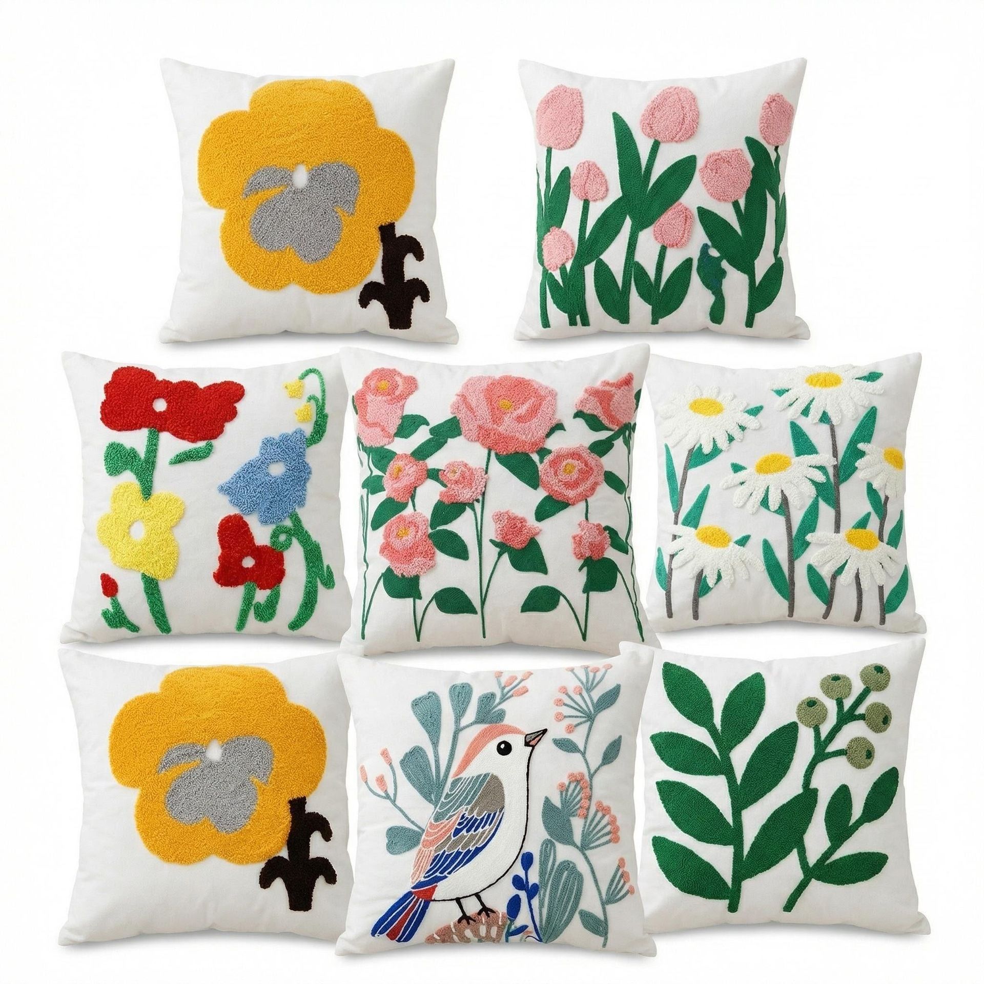 Faunus Cushion 45x45cm Cotton Linen Embroidery Cute Butterfly Flower 45*45 (excluding core) - Image 5