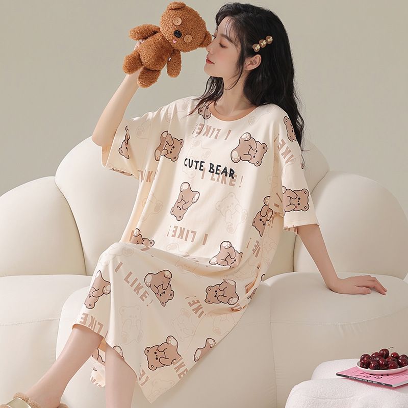 Women Summer Sleepwear Polyester Loose Dress Yellow XL - Image 4