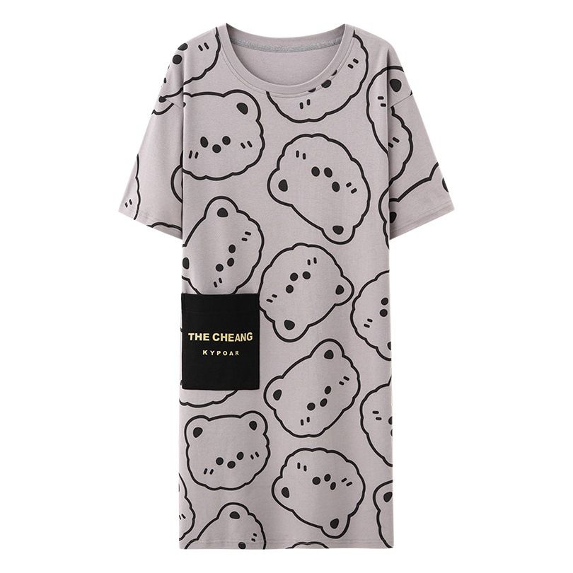 Women Summer Sleepwear Polyester Loose Dress Yellow 3XL - Image 2