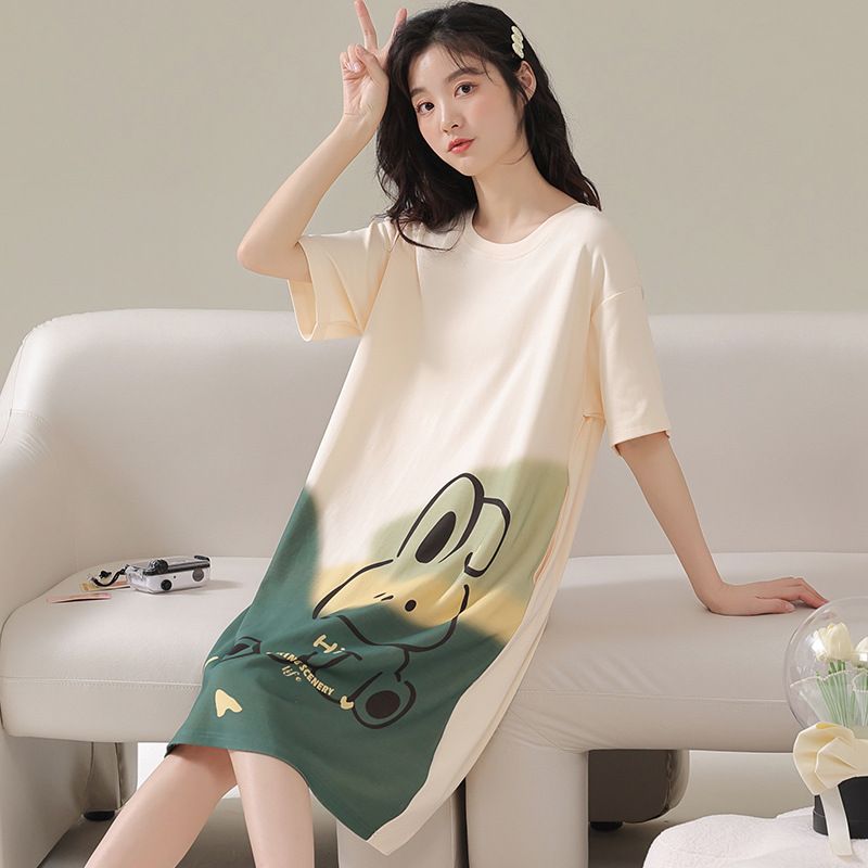 Women Summer Sleepwear Polyester Loose Dress Yellow 5xl - Image 3