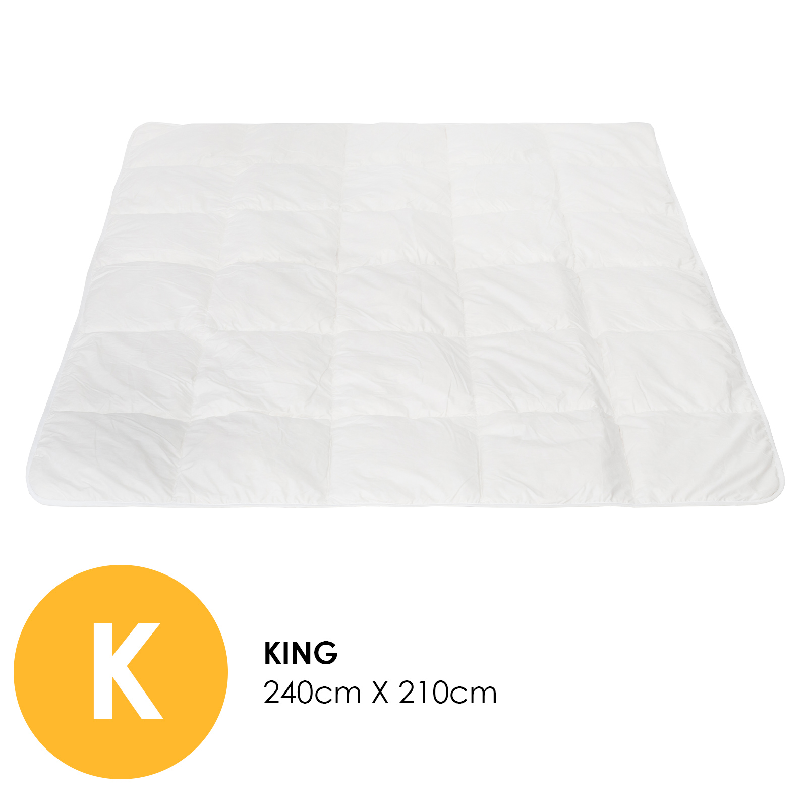 Royal Comfort 260GSM Deluxe Eco-Silk Touch Quilt 100% Cotton Cover - King - White - Image 1