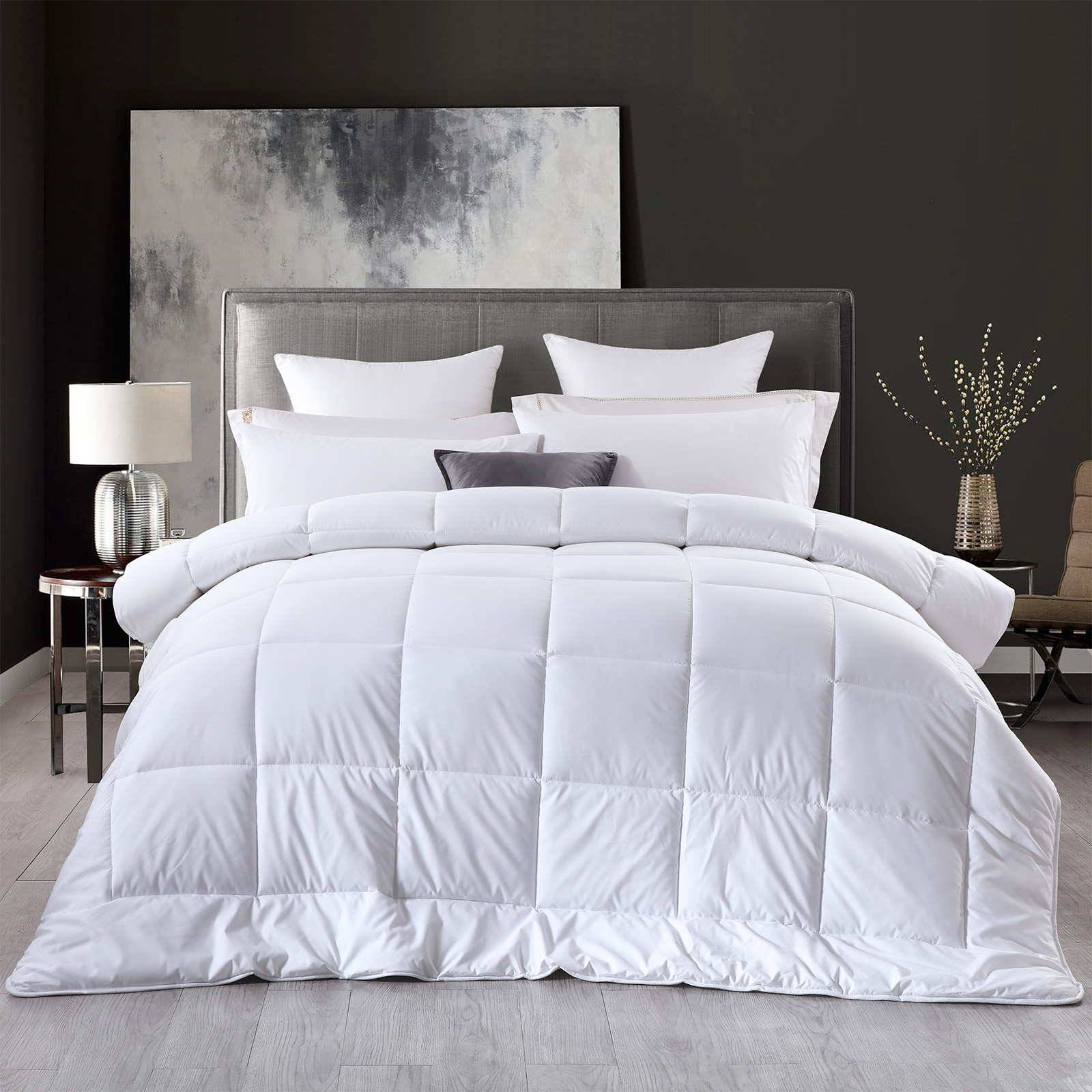 Royal Comfort 260GSM Deluxe Eco-Silk Touch Quilt 100% Cotton Cover - King - White - Image 2