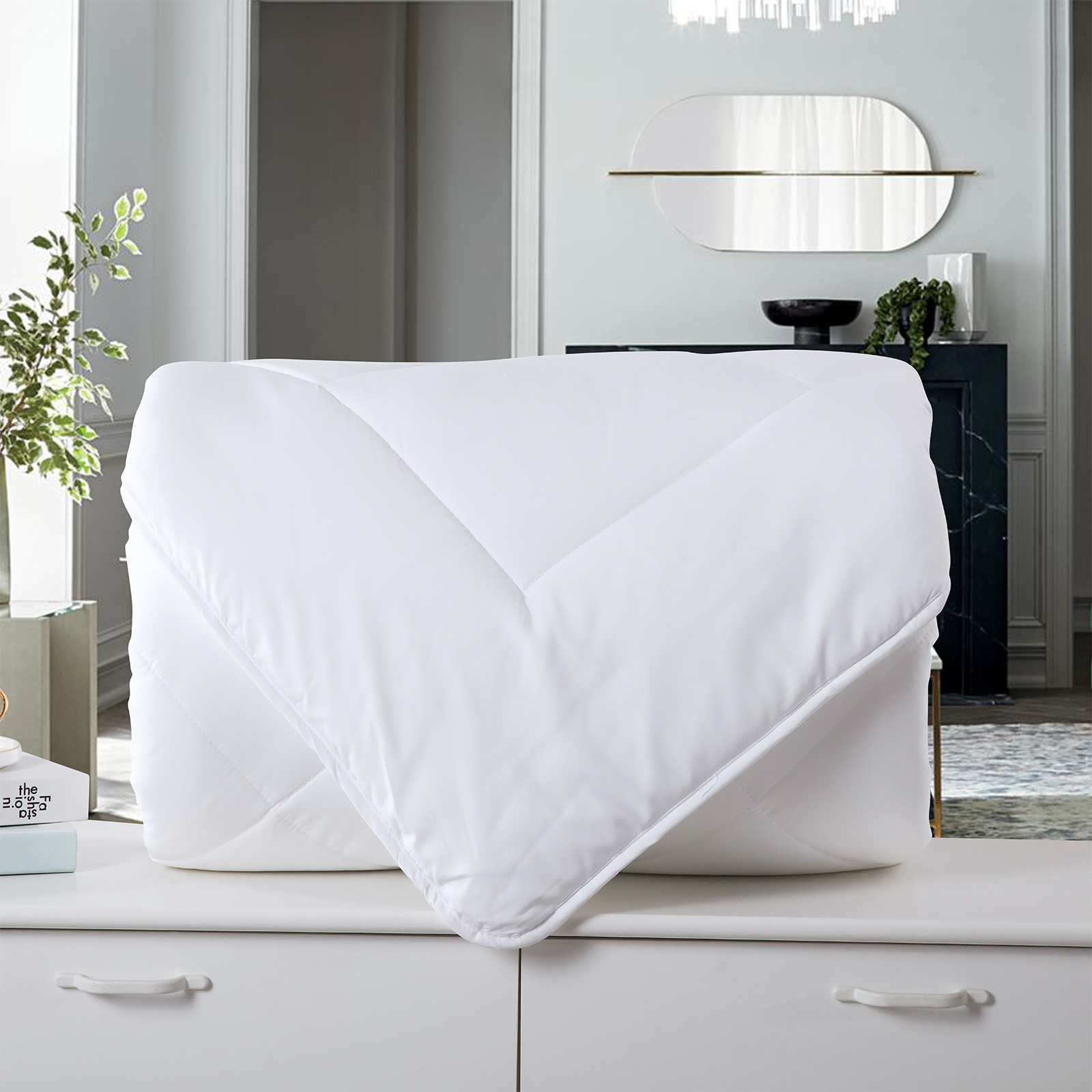 Royal Comfort 260GSM Deluxe Eco-Silk Touch Quilt 100% Cotton Cover - King - White - Image 3