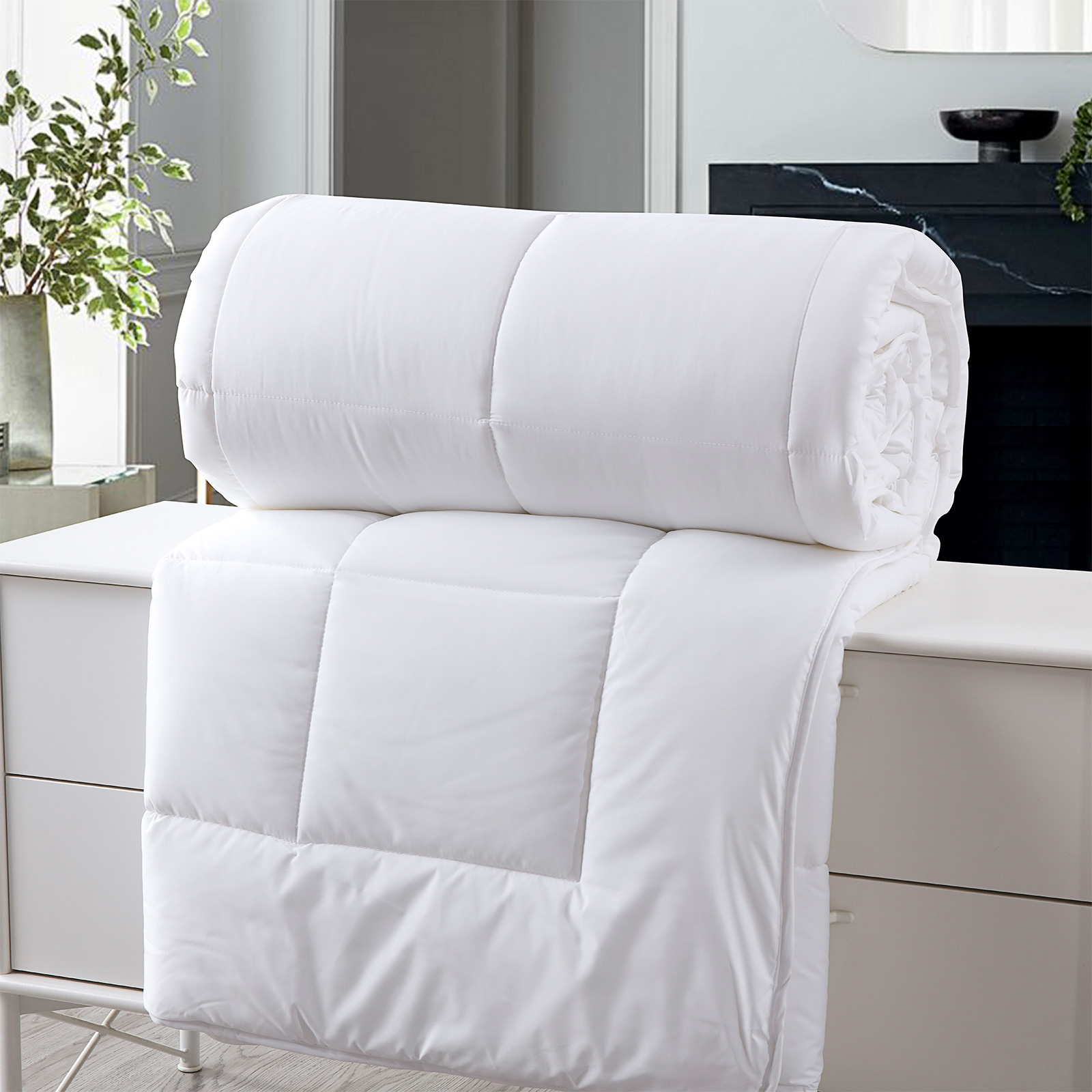 Royal Comfort 260GSM Deluxe Eco-Silk Touch Quilt 100% Cotton Cover - King - White - Image 4