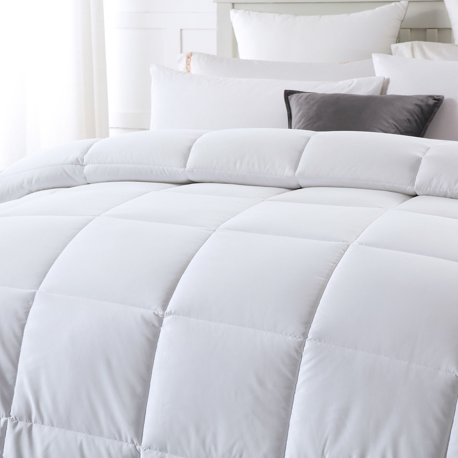 Royal Comfort 260GSM Deluxe Eco-Silk Touch Quilt 100% Cotton Cover - King - White - Image 5