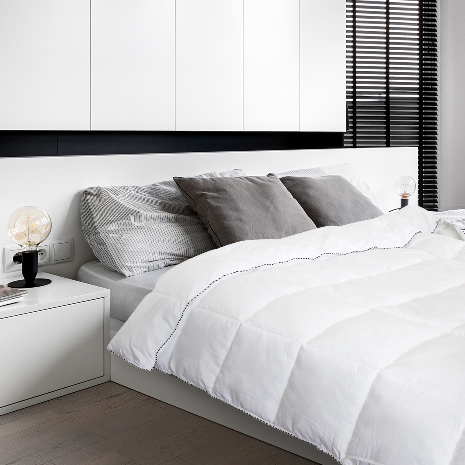 Royal Comfort Bamboo Blend Quilt 250GSM Luxury  Duvet 100% Cotton Cover - Double - White - Image 4
