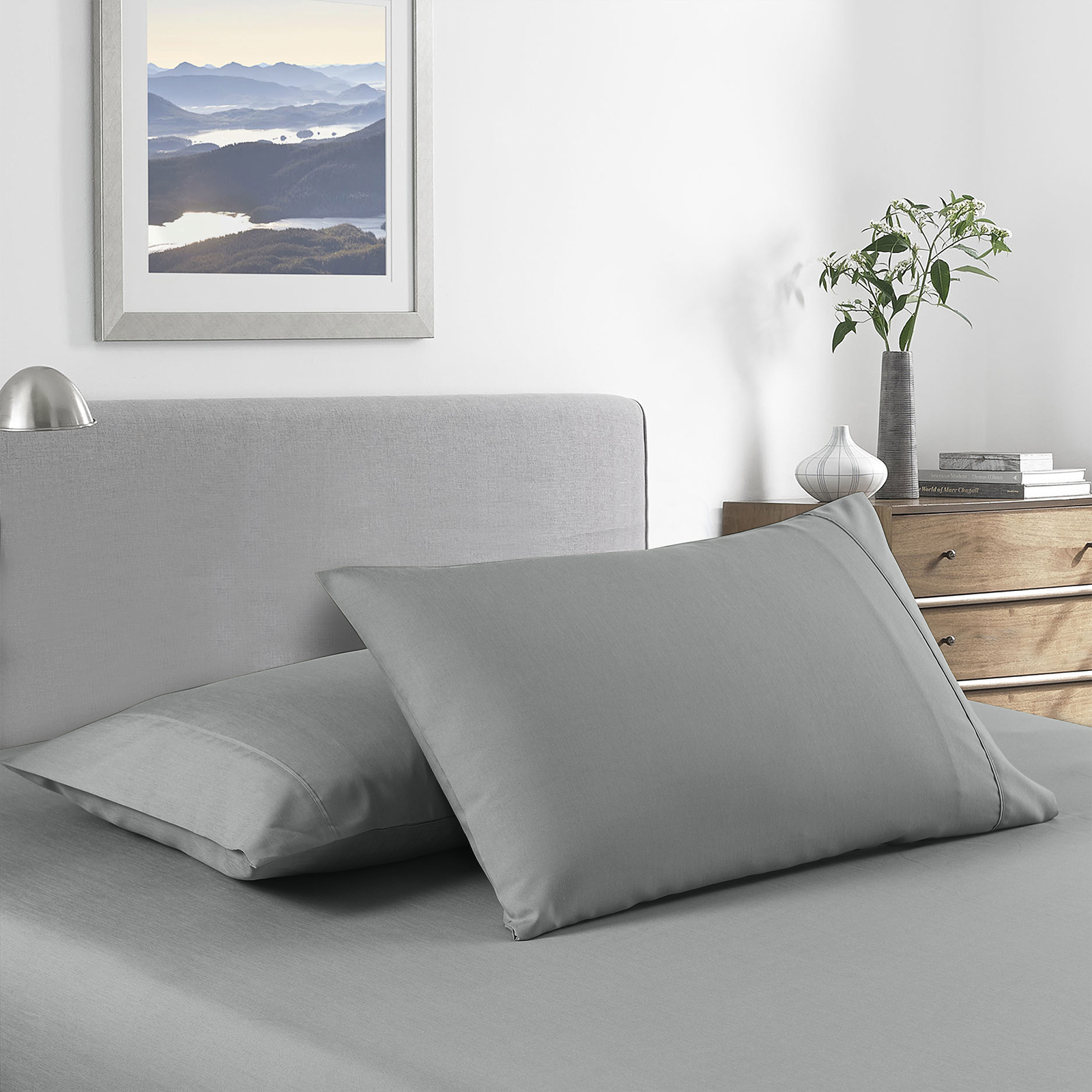 Royal Comfort 2000 Thread Count Bamboo Cooling Sheet Set Ultra Soft Bedding - King - Mid Grey - Image 3