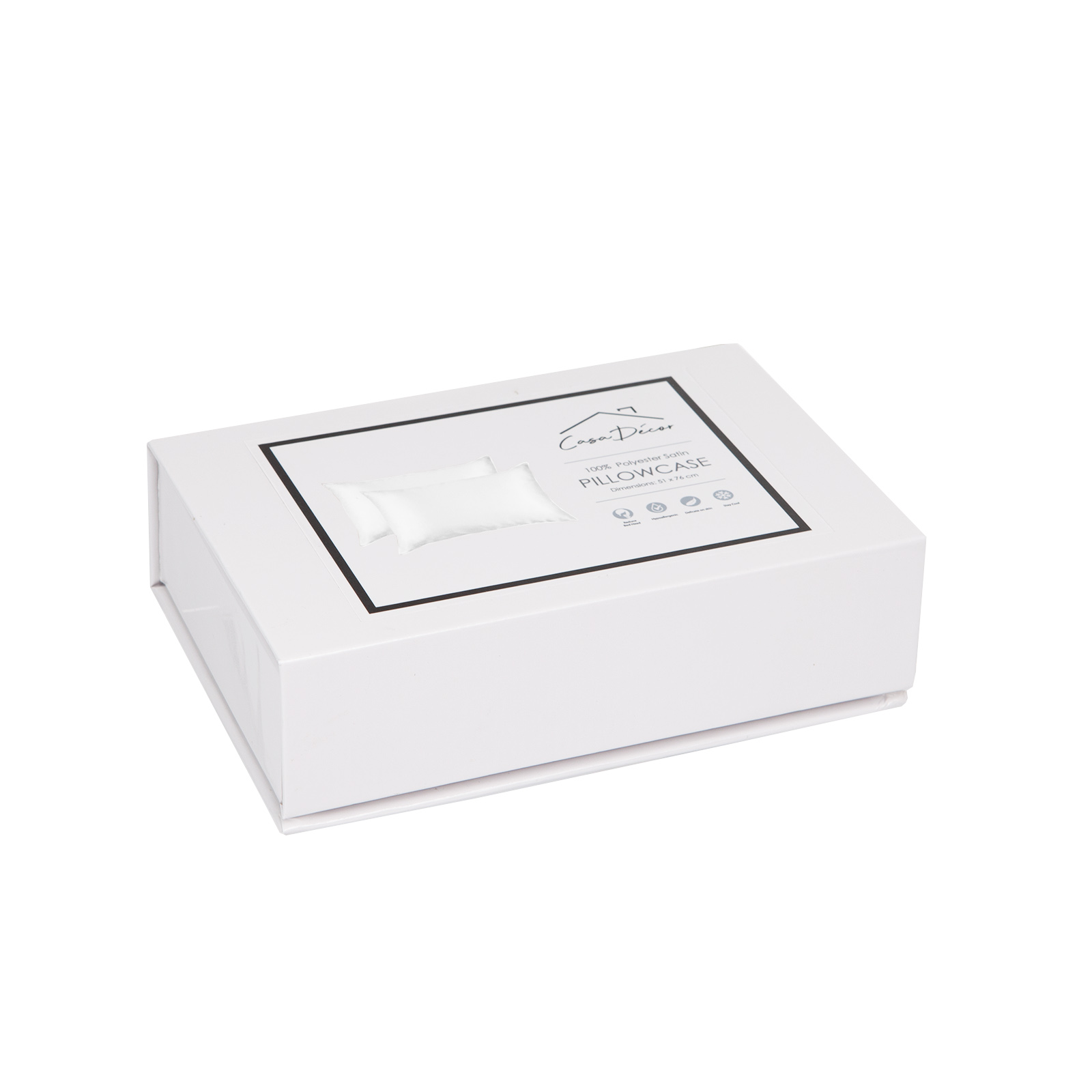 Casa Decor Luxury Satin Pillowcase Twin Pack Size With Gift Box Luxury - White - Image 4