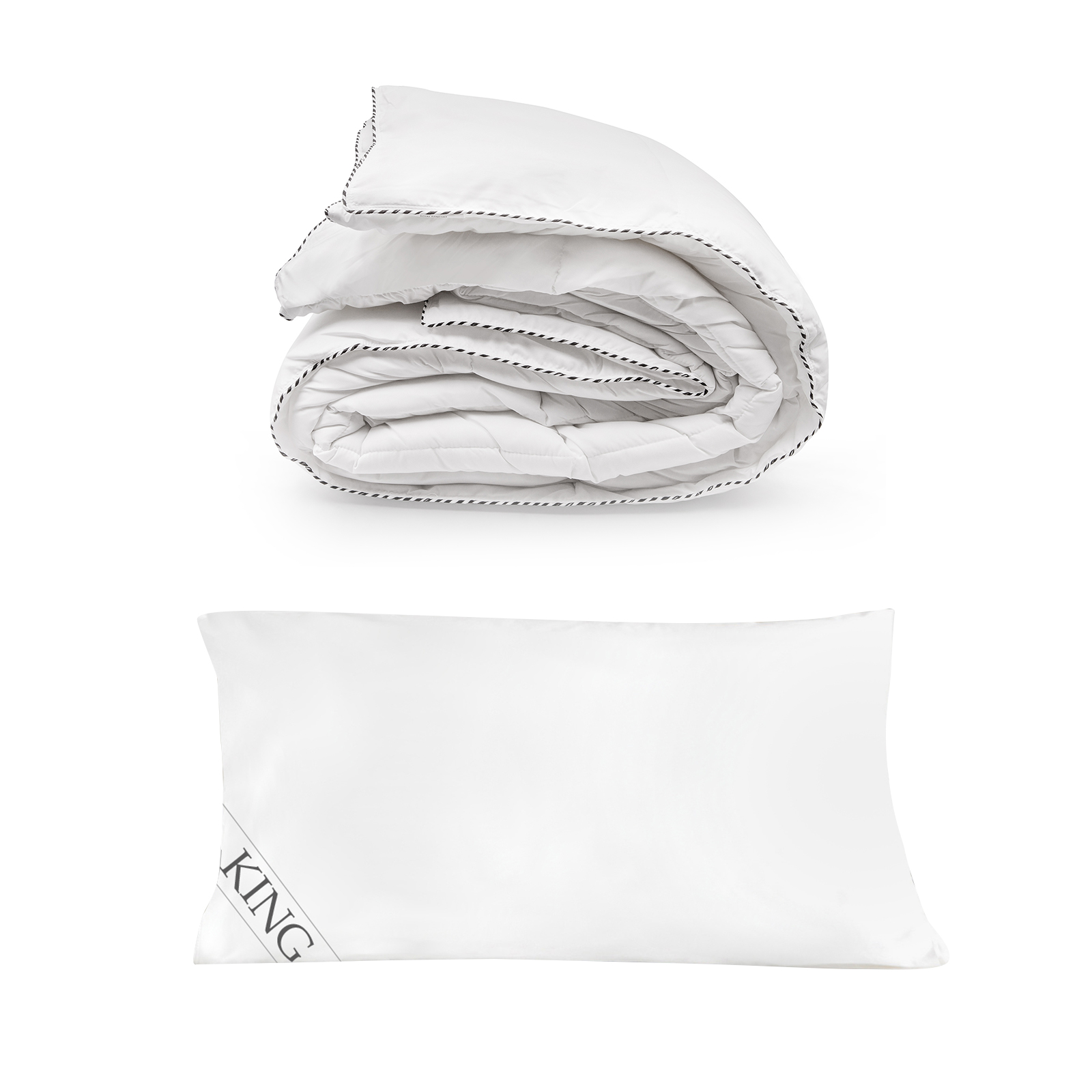250GSM Bamboo Blend Quilt With 1100GSM Hotel Pillow Bedding Set - King - Image 1