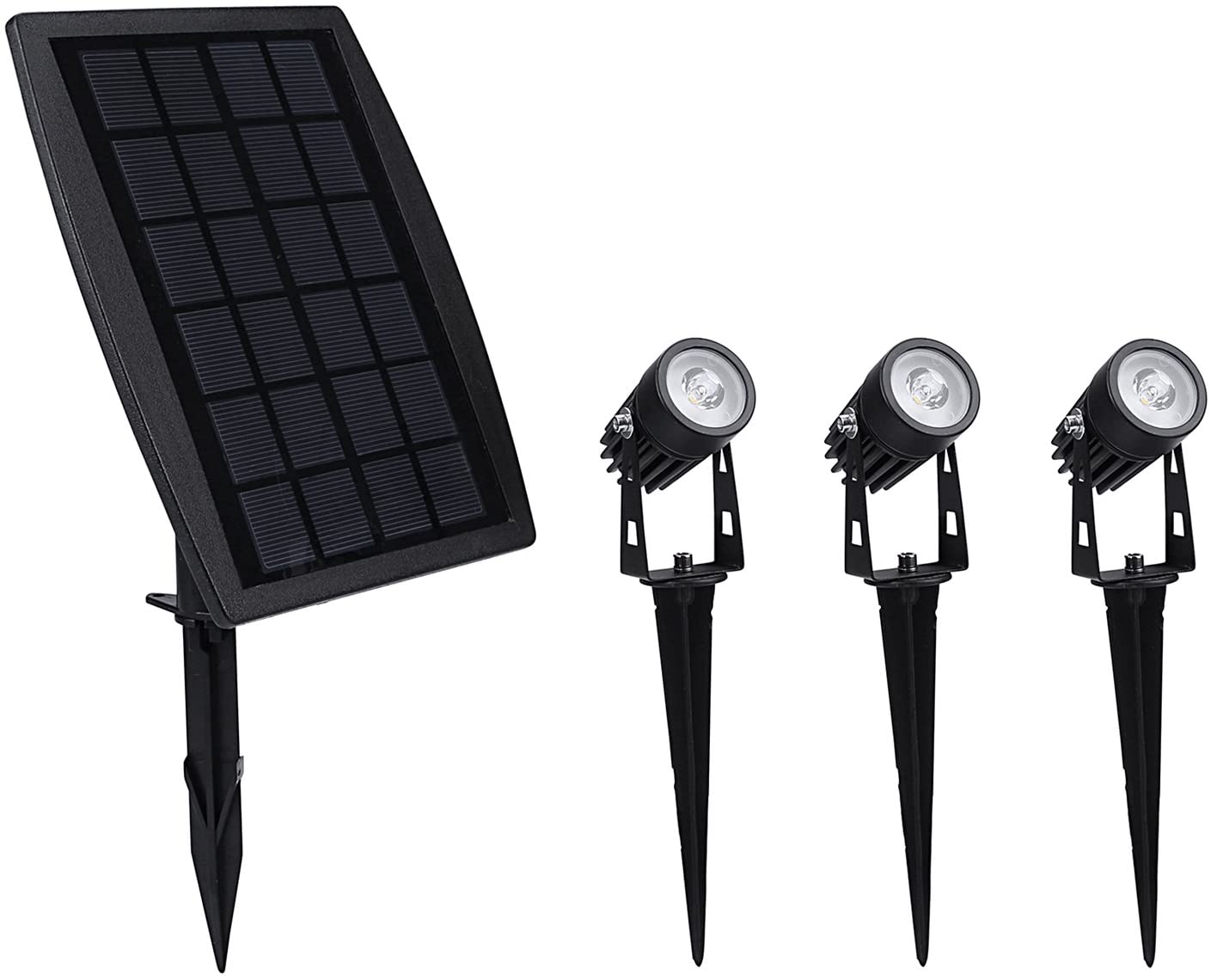 3 x LED Spotlights Powered Solar Garden Lights Outdoor Waterproof (Warm White) - Image 1