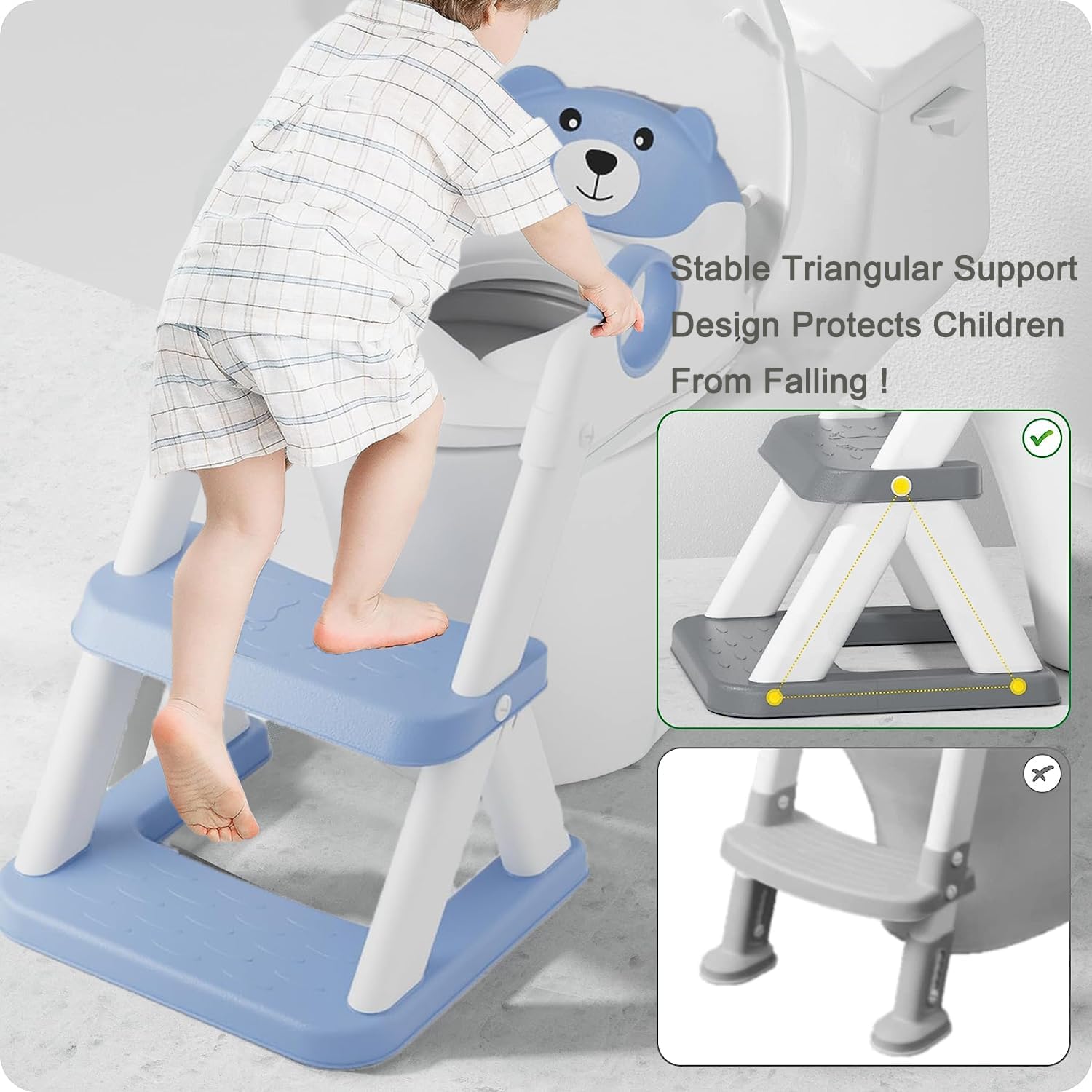 Potty Training Seat Ladder, Kids Boys Girls, Blue - Image 2