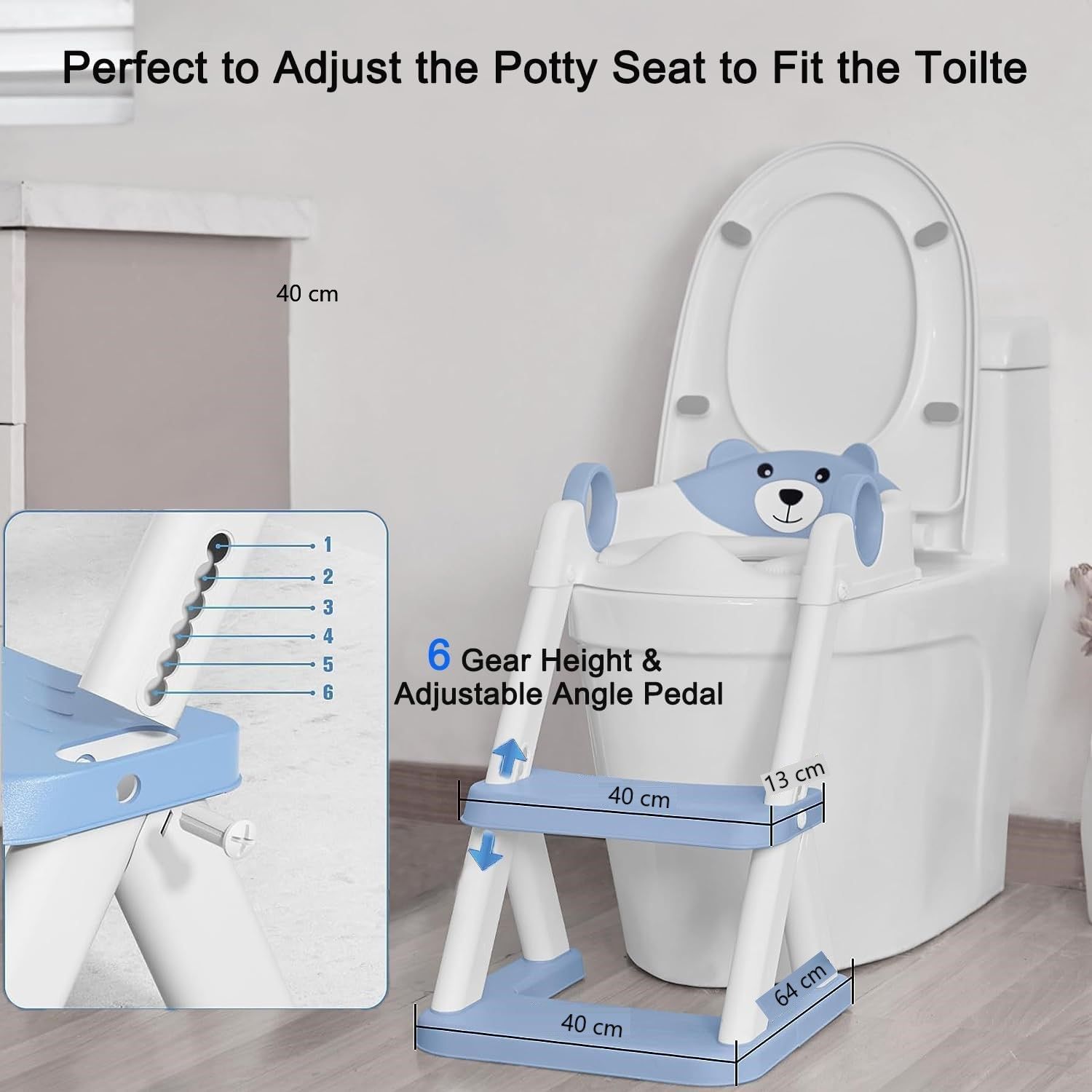 Potty Training Seat Ladder, Kids Boys Girls, Blue - Image 4