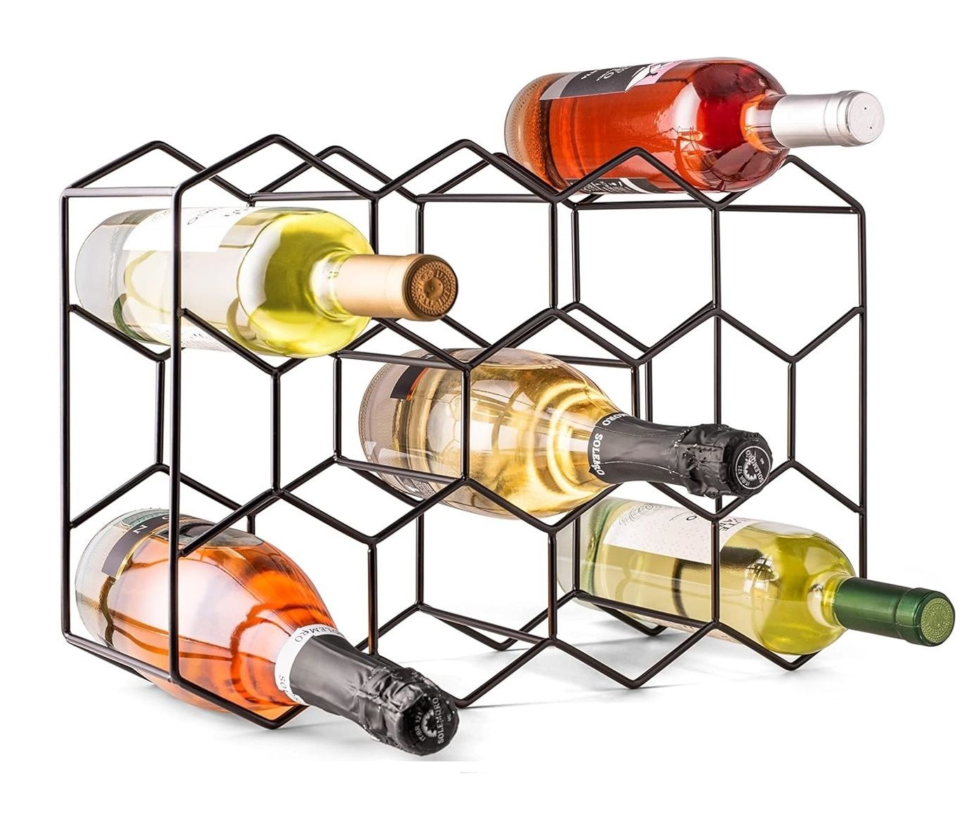 14 Bottle Freestanding Modern Metal Countertop Wine Rack Countertop - Image 1